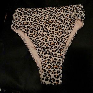 Leopard print high waisted bikini bottom